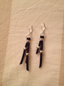 sterling silver + blue suede earrings