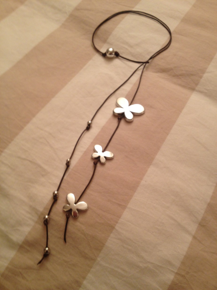 Collana a scorsoio. Lunga. Marrone e acciaio. #N.8