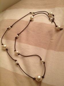 Collana lunga, marrone e perla. #N.14