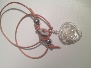 Genuine Leather necklace with nest pendant
